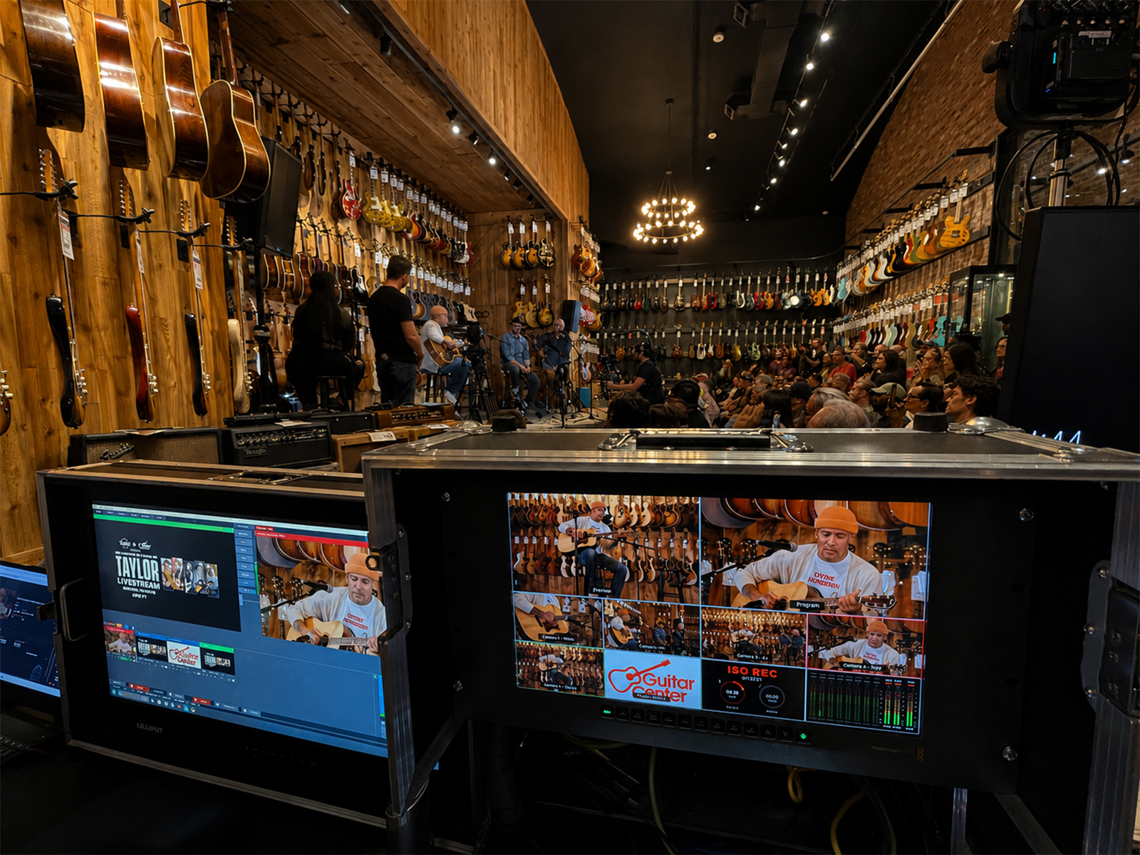 Spirinity Productions camera operator at Guitar Center live broadcast